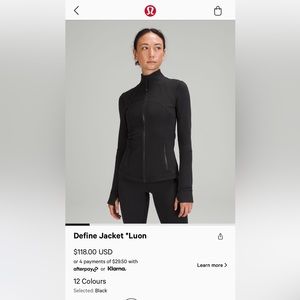 lululemon black define jacket size 4